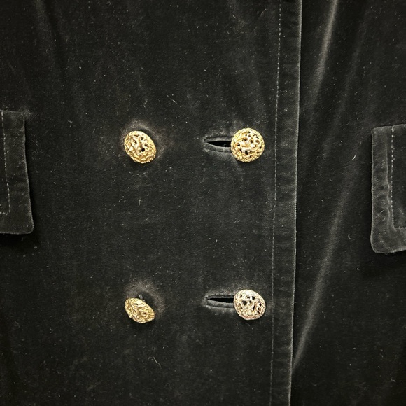 VTG Brittany Bay by Bernard Casual Women S Black Velvet Maxi Trench Coat Witchy - Picture 3 of 14
